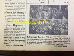 YENİ KÖROĞLU GAZETESİ - 3 ARALIK (KANUNUEVVEL) 1932 - SAYI: 481 - DÜŞMANIN TEPEDEN İNMESİNE KARŞI TEK SİLAH, TAYYARE. - NE O! MUHAREBE LAFLARI VAR! - TÜRKÇE EZAN VE KURAN TALİMLERİ BAŞLADI - GÜZELLİK MÜSABAKASI NASIL OLUYOR? - RAMAZANİYELİK PİRİNÇ - NELER, NELER! ESRAR, EROİN, KOKAİN - ALLAH İMDAT ETSİN - GÜZEL BALDIR MI GÜZEL KAFA MI? - TÜRK MİLLETİ KADINLARININ İFFET ve TEMİZLİĞİ İLE CİHANA TANINMALIDIR - KARAMAN BEYİ İLE KÖYLÜLER - 6 ÇOCUKLU AİLELER - SİNEMA MELEK, MAVİ TUNA, BRIGITTE HELM, ELHAMRA SİNEMASI, ÖLDÜRDÜĞÜM ADAM - MERZİFON'DAKİ VAK'A - GAZLI BOMBA NE DİYOR? - TASARRUF HAFTASINDA BAYRAM ŞEKERİ GİBİ FINDIK ÜZÜM ve İNCİR YESEK ve MİSAFİRİMİZE İKRAM ETSEK ÇOK UĞURLU BİR YOL ALMIŞ OLURUZ - OTOBÜS İŞLETENLER - MANALI BİR MEKTUP! - LUVR MAĞAZASI - EDİRNE'NİN SEVİNÇ GÜNÜ - EDİRNE'NİN KURTULUŞ GÜNÜ KUTLAMALARI ŞÜKRÜ NAİL PAŞA ve MEKTEPLİLER FOTOĞRAFI 1932 - KANLI KULE CİNAYETİ