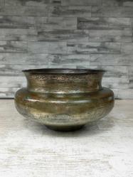 Antika Osmanlı Kalem İşçilikli Nadir Büyük Bronz Kase