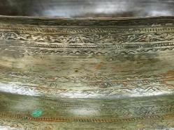 Antika Osmanlı Kalem İşçilikli Nadir Büyük Bronz Kase