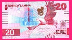 Zambia 20 Kwacha 2024 2025 P 63 Deer EAGLE UNC ÇİL