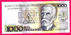 Brazil BRAZIL 1000 CRUZADOS on 1 NOVO 1989 P216 NEW UNC (TK 17 702) ÇİL