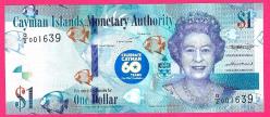 Cayman Islands 1 Dollar 2020, P-W44 New, 60th COMM UNC (TK 17 727) ÇİL