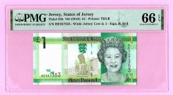 JERSEY 1 POUND 2010 P32b UNC PMG 66 EPQ (TK 17 686) ÇİL