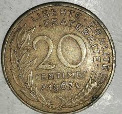 FRANSA 1967  20 CENTIMES