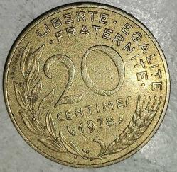 FRANSA 1978  20 CENTIMES
