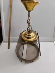 Vintage... Renkli kristal Camlı Tekli Sarkıt Avize 45cm
