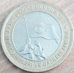 1 LİRA, 2016 ÇÇT düz (15 Temmuz Şehitleri ve Gazileri Anısına Hatıra Para)