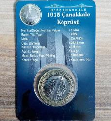 1 LİRA, 2022 ÇİL 1915 Çanakkale Köprüsü Hatıra Parası