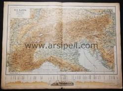 Efemera - İsviçre Alpler Fiziki Harita Orta Avrupa - kitantik - kitaLog