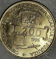 İTALYA 1996  200  LİRE HATIRA 100. Yıl - Gümrük Servisi Akademisi