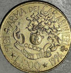 İTALYA 1994   200  LİRE HATIRA 180. Yıldönümü - Carabinieri