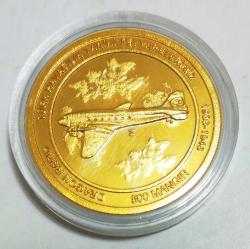 Türk Havacılık Tarihi Tayyare Serisi, 500 mangır Bronz üzeri Altın Kaplama 38.6 mm Çapında Prof Baskı - Sertifikalı Çill ++