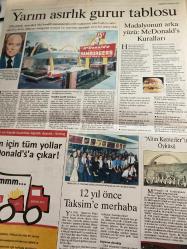 SABAH McDONALD’S GAZETESİ TÜRKİYEDE 100.McDONALDS ÖZEL SAYI GAZETESİ DOĞUM GÜNÜ GAZETESİ - 15 Kasım 1998 -coca cola-McDonald’s Türkiye’deki 100. restoranını 17 Kasım günü Sultanahmet’te açıyor-McDonald’s sizi unutmadı-lösemili Çocuklar vakfı--ne kadar ekmek o kadar köfte-hedef sağlıklı beslenme-günlük kalori gereksinimleri-hamburger ekmekleri nereden geliyor-Ray Kroc-madalyonun arka yüzü McDonald’s kuralları-12 yıl Önce taksim’e merhaba-altın kemerlerinin öyküsü-Nestle-James Cantalupo-Diverseylever-east Balt-restoran anlayışı yeni boyut kazandı-yerde gökte her yerde McDonald’s-adım adım zirveye-McDonald’s Türkiye başkanı dinç kızıldemir-rekortmen devin profili