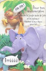Carlton Cards / Kartpostal No: 51 / 101217 / Pour Ton Anniversaire Toute La Jungle Saute De Joie Et Les Animaux Chantent a Leur Façon Pour Toi… / 3 Katlı