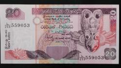 2001 YILI SRİLANKA  20 RUPIE  HİÇ KULLANILMAMIŞTIR.