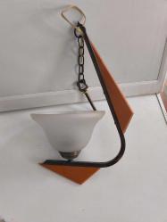 TEKLİ SARKIT DİK AVİZE AHŞAP DETAYLI 40 cm