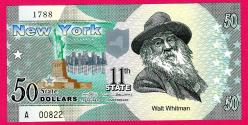UNITED STATE USA. NEW YORK 50 DOLLARS 2014 11th STATE POLYMER WHITMAN UNC (TK 17 791) ÇİL