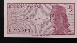 LOT.2 » 1964 YILI ENDONEZYA 5 SEN  HİÇ KULLANILMAMIŞTIR.