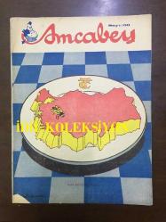 AMCABEY SİYASİ MİZAH MECMUASI (DERGİSİ) - 4 MART 1944 - CİLT: 3 - SAYI: 66 - İKİNCİ DÜNYA SAVAŞI KARİKATÜR ÇİZİMİ - AMCABEY POSTASI - DEV AYNASI, VESİKALI FRAK - TALİHLİ KIZ - 15 YILIN AZİZLİĞİ - SÜZİNAK FASLI, FELEKTEN RİVAYET - DÜNDEN BUGÜNDEN, MÜDÜRÜN DAİREYE GİRİŞİ - KEYİFLİ HATIRALAR, EMN-ABAD GECELERİ, MAHMUT YESARİ - RESİMLİ HİKAYE, SADIK KÖPEK - SELMA EMİROĞLU - KİRALIK SAHİFE, AHMET HAMDİ BAŞAR - İŞ BANKASI 1944 İKRAMİYE PLANI - KANZUK REKLAMI - MİLLİ PİYANGO 1944 - PASİFİKTE AMERİKA ve JAPONLAR ÜZERİNE BİR KARİKATÜR ÇİZİMİ