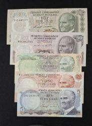 6. Emisyon Tam Set Haliyle, ÇT, ÇÇT SET (7 Adet Banknot)