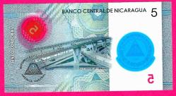 Nicaragua 5 Cordobas 2019-2020 P 219 a Comm. Polymer UNC ÇİL