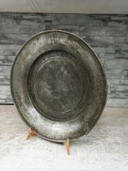 Antika Osmanlı Saz Tuğralı Bakır Yazılı Tabak - Lenger