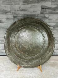 Antika Osmanlı Saz Tuğralı Bakır Yazılı Tabak - Lenger