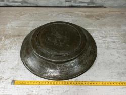 Antika Osmanlı Saz Tuğralı Bakır Yazılı Tabak - Lenger