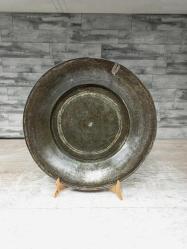 Antika Osmanlı Saz Tuğralı Bakır Yazılı Tabak - Lenger