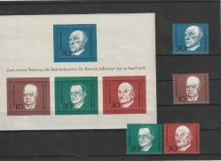 Koleksiyon Ürünü Alman Posta İdaresi Pulu Konrad Adenauer tam seri ve blok