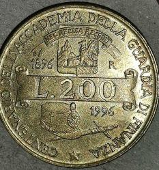 İTALYA 1996   200 LİRE   100. Yıl - Gümrük Servisi Akademisi