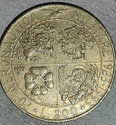 İTALYA 1993   200 LİRE   70. Yıldönümü - Askeri Havacılık