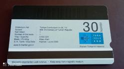 TT TELEFON KARTI CUMHURİYETİ'N 80. YILI 30 KONTÜR