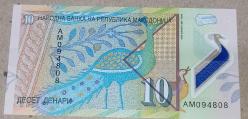 MAKEDONYA 10 DİNAR  POLIMER Çil   KAĞIT PARA