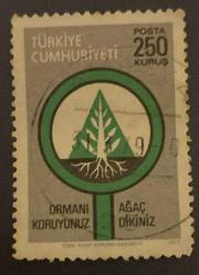 Türk Pulu - Turkish Stamp - Postadan Geçmiş Pul Filateli -  31 MART 1979 DAMGALI - ORMANI  KORUYUNUZ AĞAÇ DİKİNİZ TEMALI PUL, 250 KURUŞ - Türkiye Cumhuriyeti - NOSTALJİK DOĞUM GÜNÜ HEDİYESİ