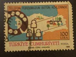Türk Pulu - Turkish Stamp - Postadan Geçmiş Pul Filateli - DAMGALI - TELEFON YURDUMUZUN BÜTÜN KÖYLERİNDE TEMALI PUL, 100 LİRA - Türkiye Cumhuriyeti - NOSTALJİK DOĞUM GÜNÜ HEDİYESİ