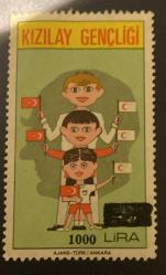 Türk Pulu - Turkish Stamp - Postadan Geçmiş Pul Filateli - KIZILAY GENÇLİĞİ TEMALI PUL, 1000 LİRA - Türkiye Cumhuriyeti - NOSTALJİK DOĞUM GÜNÜ HEDİYESİ