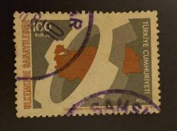 Türk Pulu - Turkish Stamp - Postadan Geçmiş Pul Filateli -  DAMGALI - ÜLKEMİZDE SANAYİLEŞME TEMALI PUL, 100 KURUŞ - Türkiye Cumhuriyeti - NOSTALJİK DOĞUM GÜNÜ HEDİYESİ