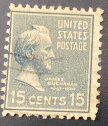 Amerika Birleşik Devletleri Pulu - Unıted States Stamp -  Postadan Geçmiş Pul Filateli - Damgalı -  JAMES BUCHANAN TEMALI PUL, 15 PARA  - YABANCI PULLAR, NOSTALJİK DOĞUM GÜNÜ HEDİYESİ