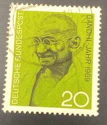 Almanya Pulu - Germany Stamp - Postadan Geçmiş Pul Filateli - DAMGALI - GANDHİ TEMALI ALMAN PULU 1969, 20 PARA - YABANCI PULLAR-NOSTALJİK DOĞUM GÜNÜ HEDİYESİ
