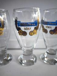 EFES PİLSEN NADİR BİRA BARDAĞI 40 CL 3 ADET 18 CM 1990 (1973 VE 1983  MADALYA BASKILI)