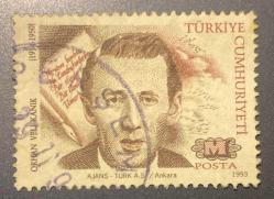 Türk Pulu - Turkish Stamp - Postadan Geçmiş Pul Filateli -  DAMGALI - ORHAN VELİ KANIK (1914-1950) TEMALI PUL - Türkiye Cumhuriyeti - NOSTALJİK DOĞUM GÜNÜ HEDİYESİ