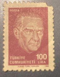 Türk Pulu - Turkish Stamp - Postadan Geçmiş Pul Filateli - ATATÜRK TEMALI PUL , 100 LİRA - Türkiye Cumhuriyeti - NOSTALJİK DOĞUM GÜNÜ HEDİYESİ