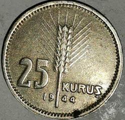TÜRKİYE  1944   25 KURUŞ