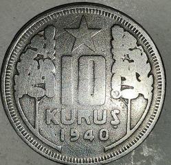 TÜRKİYE  1940   10  KURUŞ