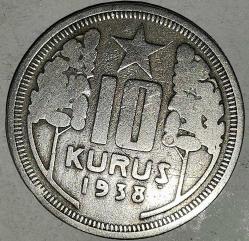 TÜRKİYE  1938   10  KURUŞ