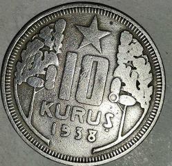 TÜRKİYE  1938   10  KURUŞ