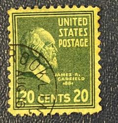 Amerika Birleşik Devletleri Pulu - Unıted States Stamp -  Postadan Geçmiş Pul Filateli - DAMGALI - ESKİ BAŞKAN JAMES A. CARFIELD TEMALI PUL, 20 PARA  - YABANCI PULLAR, NOSTALJİK DOĞUM GÜNÜ HEDİYESİ