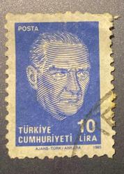 Türk Pulu - Turkish Stamp - Postadan Geçmiş Pul Filateli - DAMGALI - ATATÜRK TEMALI PUL, 10 LİRA - Türkiye Cumhuriyeti - NOSTALJİK DOĞUM GÜNÜ HEDİYESİ