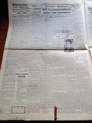 Cumhuriyet Gazetesi - 13 Kasım 1946 - Partilerin Hataları Yazan Nadir Nadi Köşe Yazısı - Hükümete Son Kararlar İçin Sorulan Sualler - Celal Bayar Aydın'da - Ordu'da Nakdi Bedel Alınmasından Vazgeçildi - Çalışma Bakanı Sadi Irmak'ın Yaptığı Demeç - Cemal Nadir Karikatür - İngiliz Kralı Altıncı Georges Parlamentoyu Bir Nutukla Açtı - Eski Meclisi Mebusan Reisi Halil Menteşe'nin Hatıraları Yazı Dizisi - Şadan Candarın İsviçre'de Verdiği Konserler Yazan Peride Celal - Kız Lisesi Voleybol Müsabakaları - Yavuz Sultan Selim Ağlıyor Yazan Feridun Fazıl Tülbentçi Yazı Dizisi - Bu Yükseliş Piyasa İcabıdır Yazan Burhan Felek Köşe Yazısı - Orhan Borar Ve Mithat Fenmen Konserleri Fotoğrafı - Türk Güreşi Oyunların Filmi Yazan İsmail Habib Sevük - Küçük Hikaye İki Damla Gözyaşı Ve İki Damla Kan Yazan Vahdet Gültekin - Yılanlı Mabude Filmi Çemberlitaş Sinemasında - Prenses Ve Korsan Yıldız Sinemasında - Beynelmilel Portreler Sir Alexander Cadogan - Mevludhan Ve Düagû Hafız Recai Tanses - Ece Ajandası